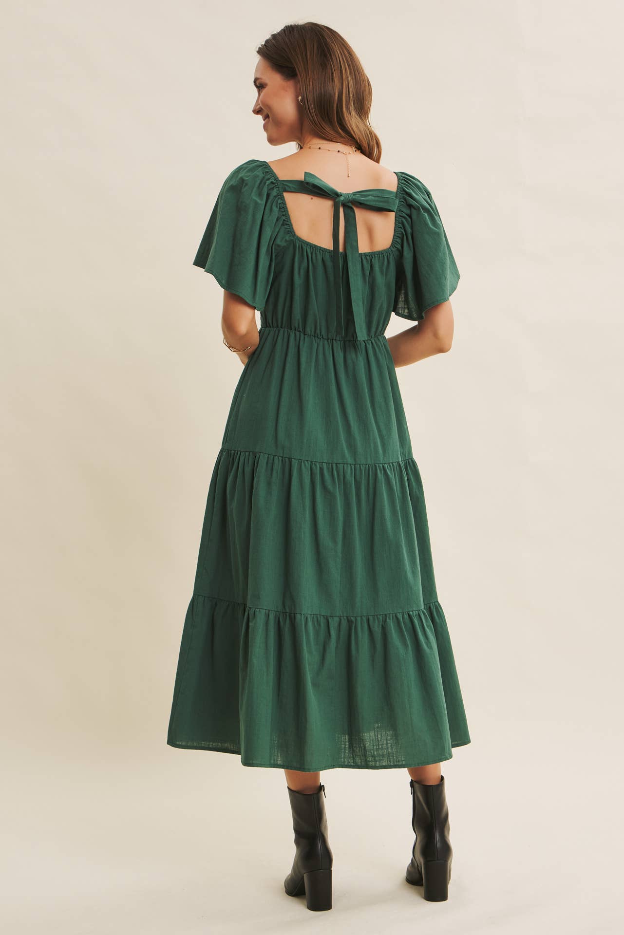 in february - Wholesale Dress - Women's - ESSENCE OF FALL TIERED CROCHET MIDI DRESS WITH FLUTTER SLVS26