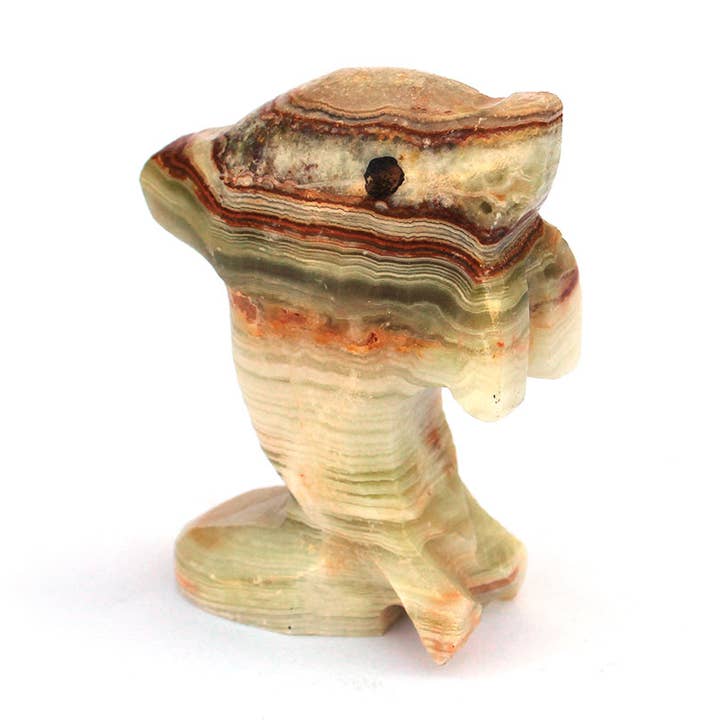 2" Hand-Carved Onyx Dolphin Figurine for wholesale by California Seashell Company