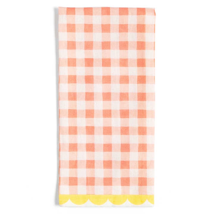 Torchon festonné Peach Gingham pour la vente par Paper Farm Press