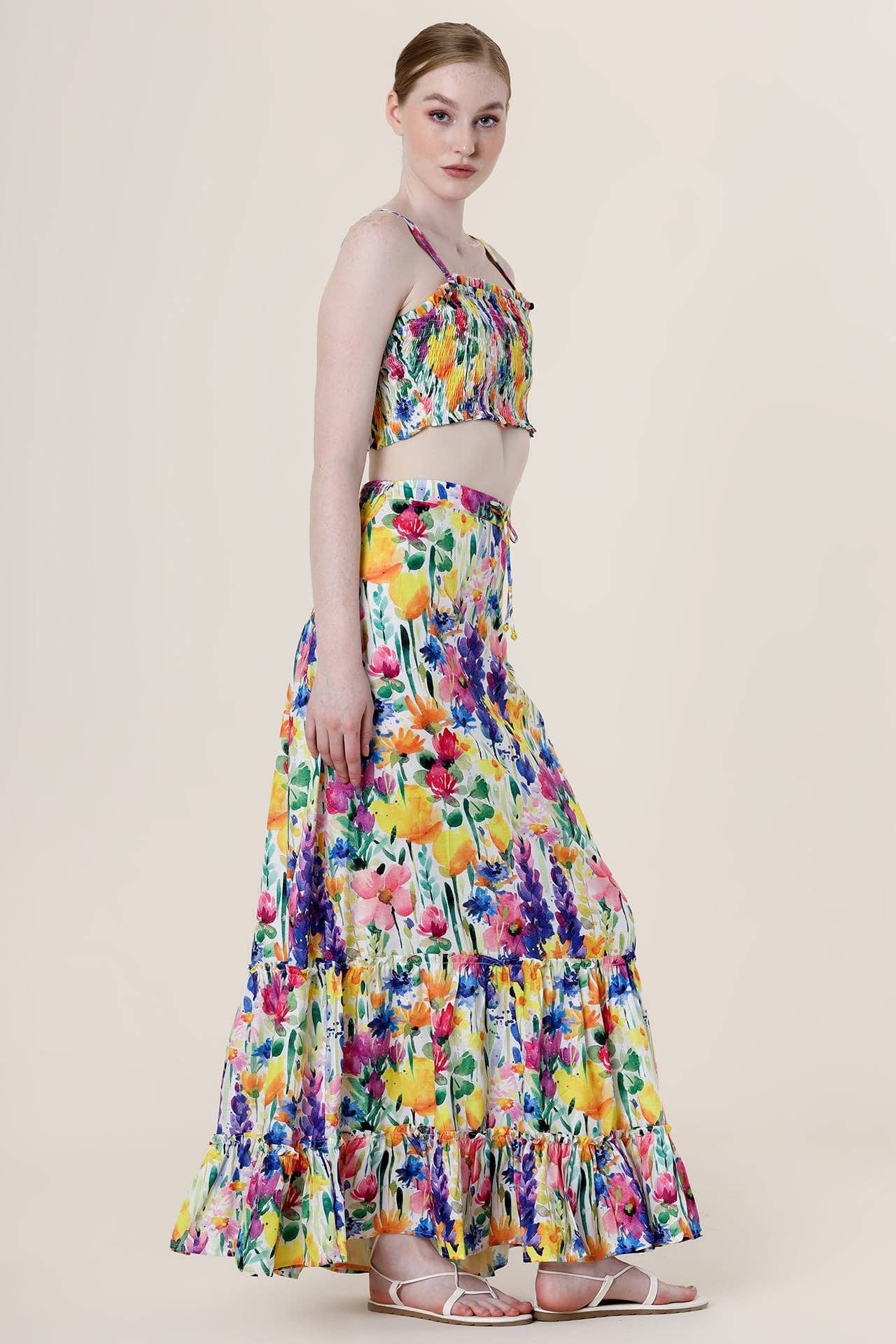 Kyle x Shahida - Wholesale Skirt - Women's - Multi Colored Tiered Skirt2