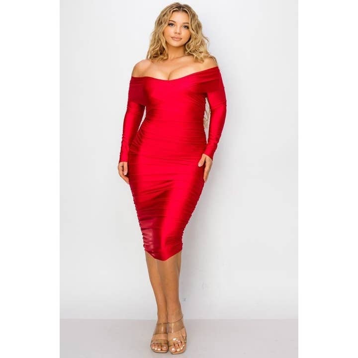 Black Pearl Clothing - Wholesale Dress - Women's - PLUS-SIZE OFF-SHOULDER GLAM DRESS