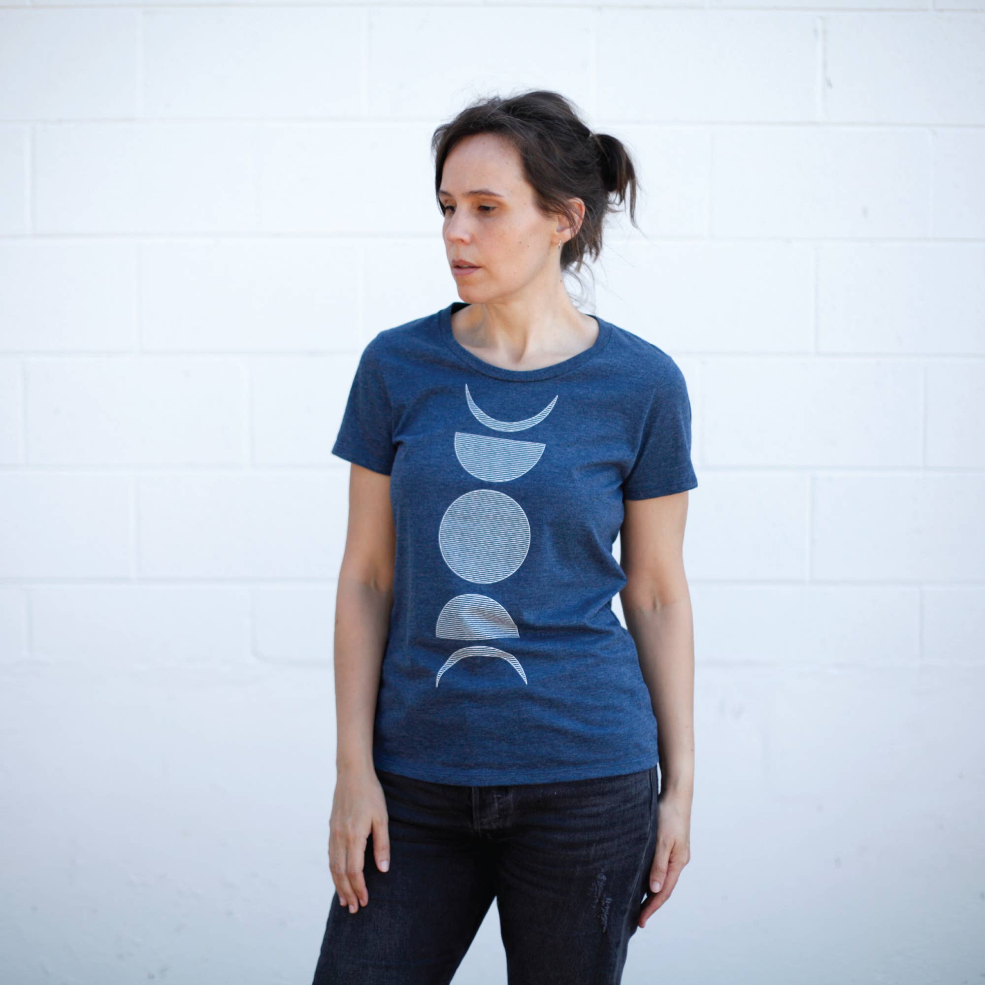 Blackbird Supply Co. - Wholesale Screen Printed T-Shirt - Women's - Moon Phase Women's Tee Shirt Made in USA Dusk Blue1