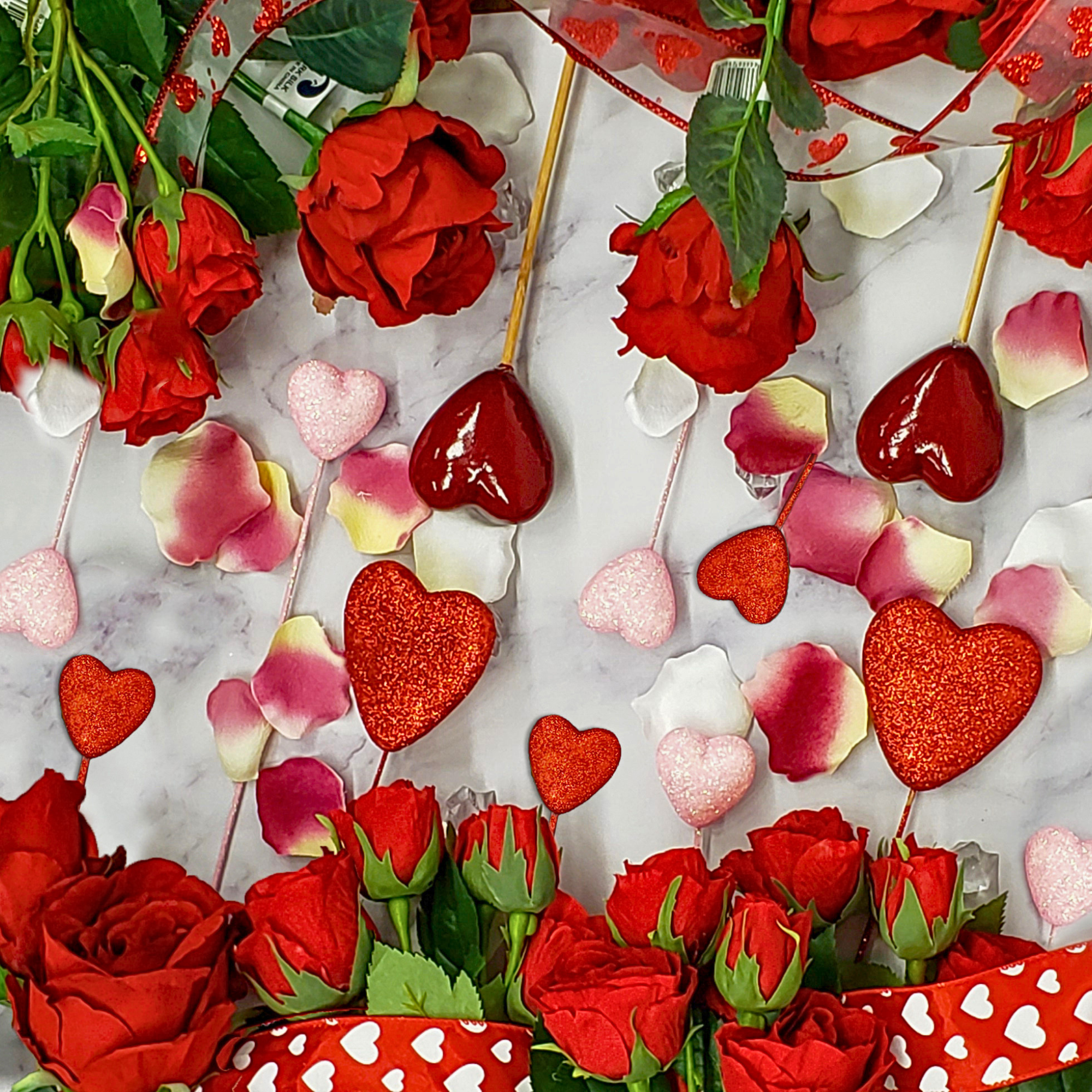 Jacobson - Wholesale Craft Supplies - 17"L Red Glitter Heart Picks - Valentine's Day4