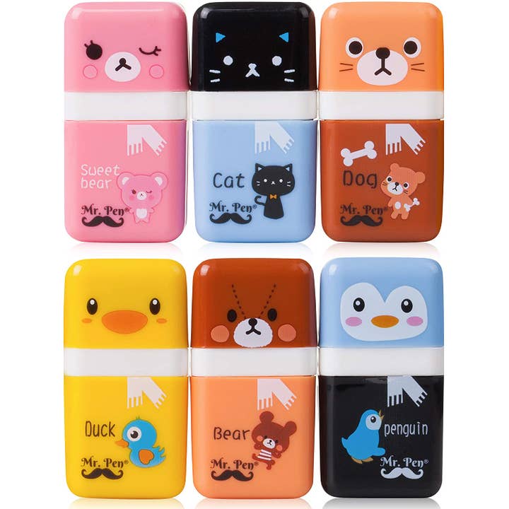 Mr. Pen Kids Erasers - 6 Pack Fun Designs for wholesale by Mr. Pen