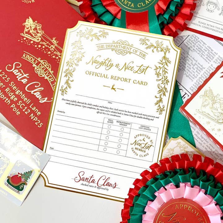Santa's Workshop Naughty or Nice List Report Card for wholesale by Black Bow Studio