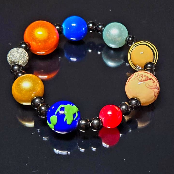 Fiona Accessories - Wholesale Beaded Bracelet - Solar System Galaxy Beaded Planet Bracelet Gift NEW0