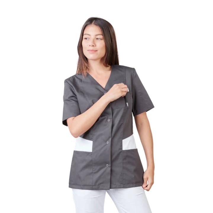 My Podologie - Wholesale Healthcare Uniform - Women's - Gaia - Short Sleeve Blouse - V Neck - Women - 70 cm - Phirejo41