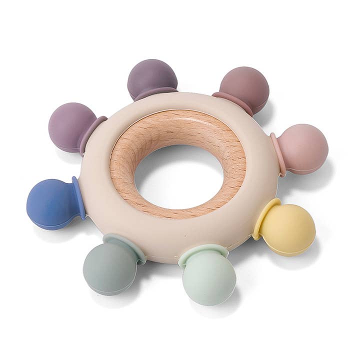 land of petite - Wholesale Teether (Not Clip-On) - Baby - Silicone/ Wood Teether- Rainbow0