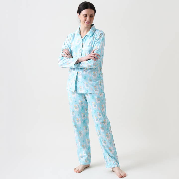 Women Organic Llama Love Pajama Set for wholesale by Little West Street