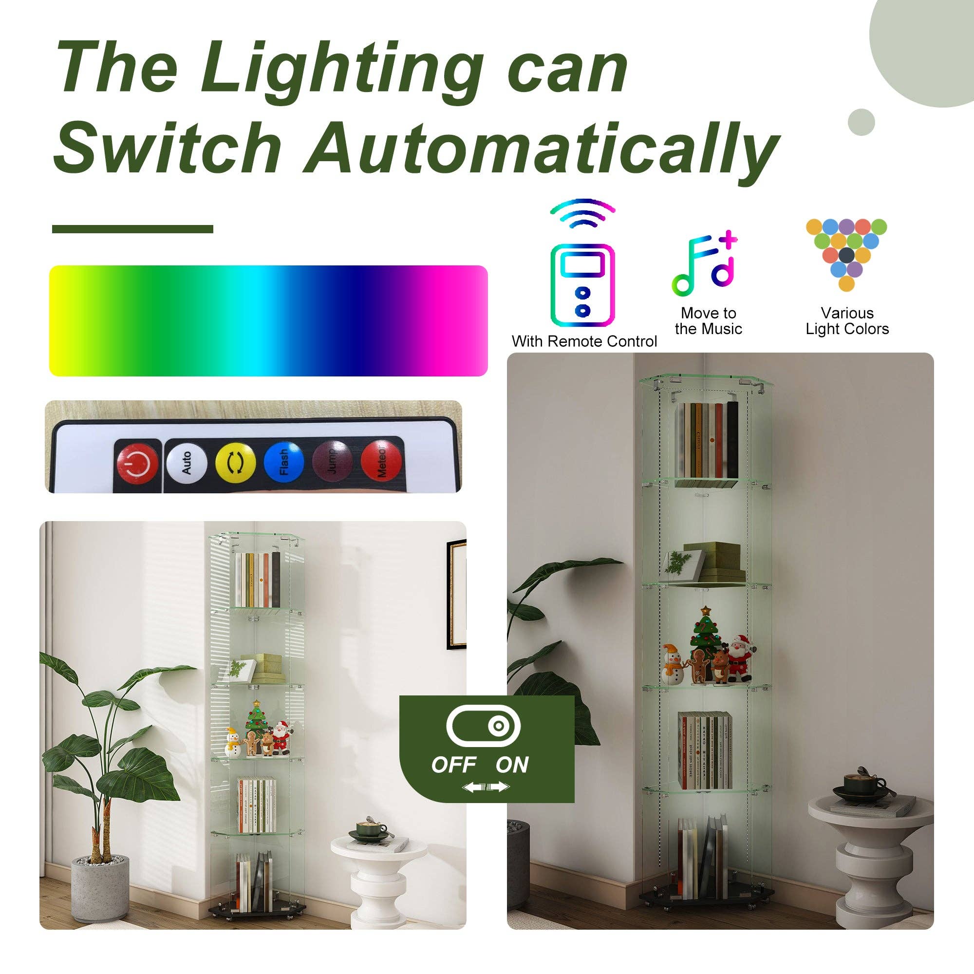39F Inc. - Wholesale Display Case - 5-Tier Glass Display Cabinet with LED Lighting, Black7