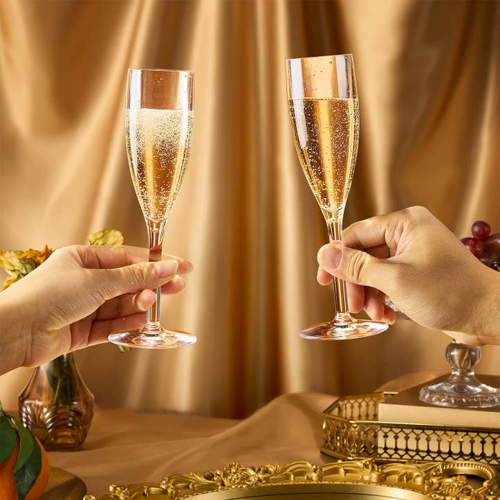 The Wine Savant / Khen Glassware - Wholesale Champagne Flute - Unbreakable Acrylic Champagne Plastic Flute | Set of 6, 7 OZ