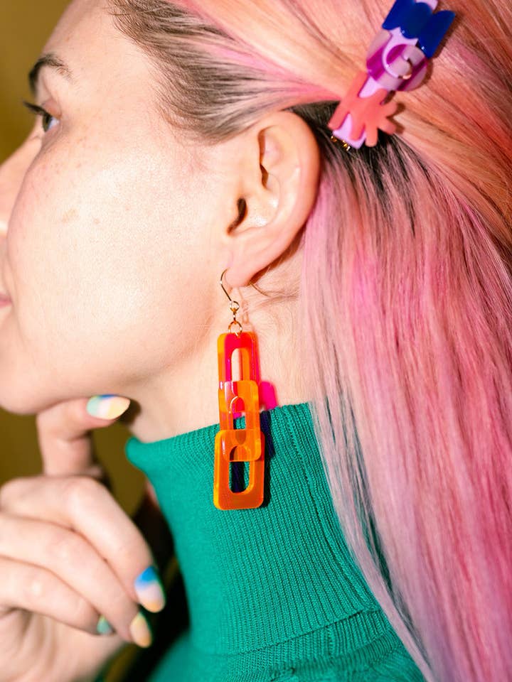 Pendientes Mini Link en rosa neón para venta al por mayor de Paulina Otero