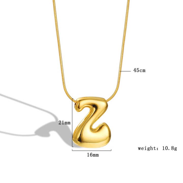 The Classy Cloth WS - Wholesale Pendant/Charm Necklace - Bubble Letter Initial Necklace - Gold RTS25