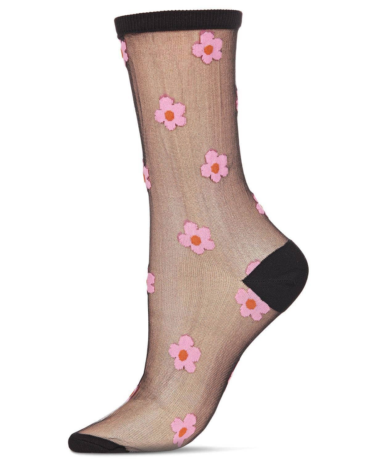 Infinity Classics International Inc. - Venta al por mayor Calcetines - Mujer - Calcetines redondos transparentes con estampado de margaritas para mujer1
