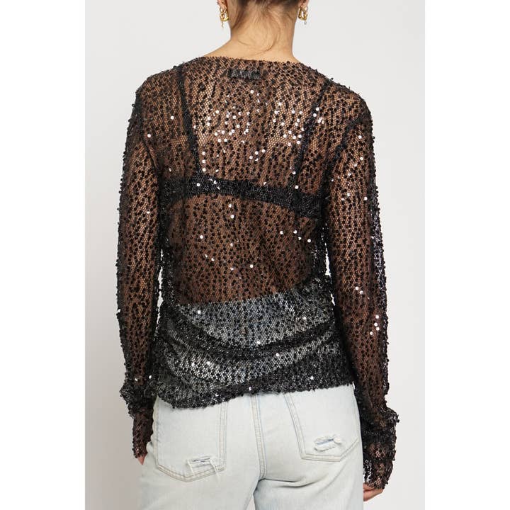 Sans Souci - Wholesale Knit Top - Women's - SEQUIN FISHNET TOP2