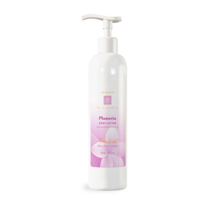 Plumeria Lotion-8 oz and 2 oz, Soothing and Hydrating for wholesale by Lanikai Bath and Body