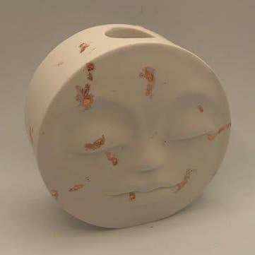 Handmade Jesmonite Standing Face Pot/Vase - White/Copper for wholesale by Eco Homeware Studio