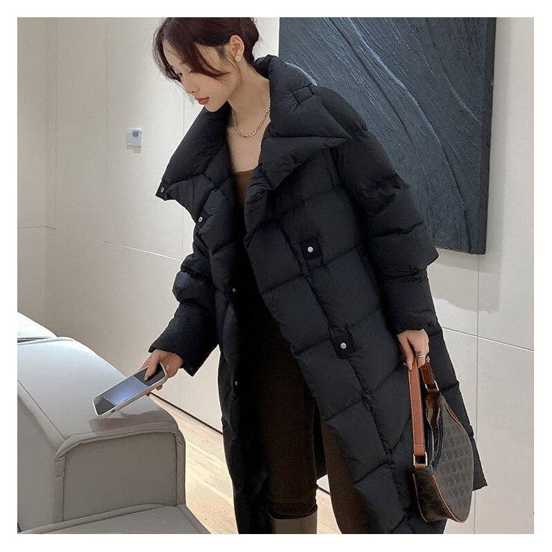 OceanusSwim – wholesale Puffer jacket – Women’s – Thick Loose-Fit Mid-Length Down Cotton Coat5