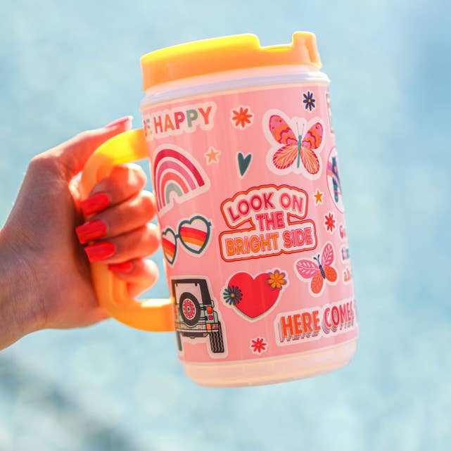 Jadelynn Brooke - Wholesale Insulated Mug/Tumbler - Thermo Jug - Sunny Days Ahead (Collage Pink/Yellow)0