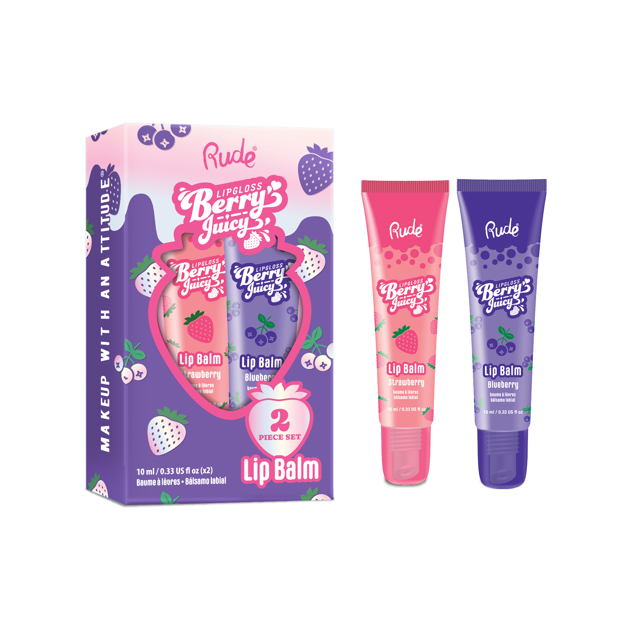 Rude Cosmetics - Wholesale Lip Balm - Berry Juicy Lip Balm Duo Set2