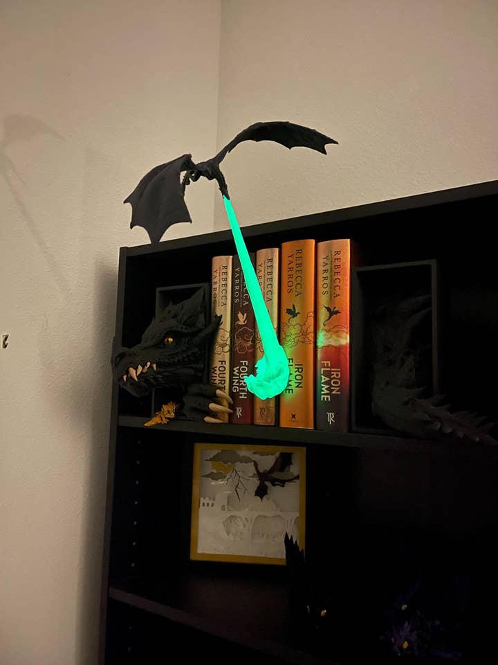 Fire Breathing Dragon Wyvern Book Nook - Glow in Dark Flame for wholesale by Create Fantasy Crafts