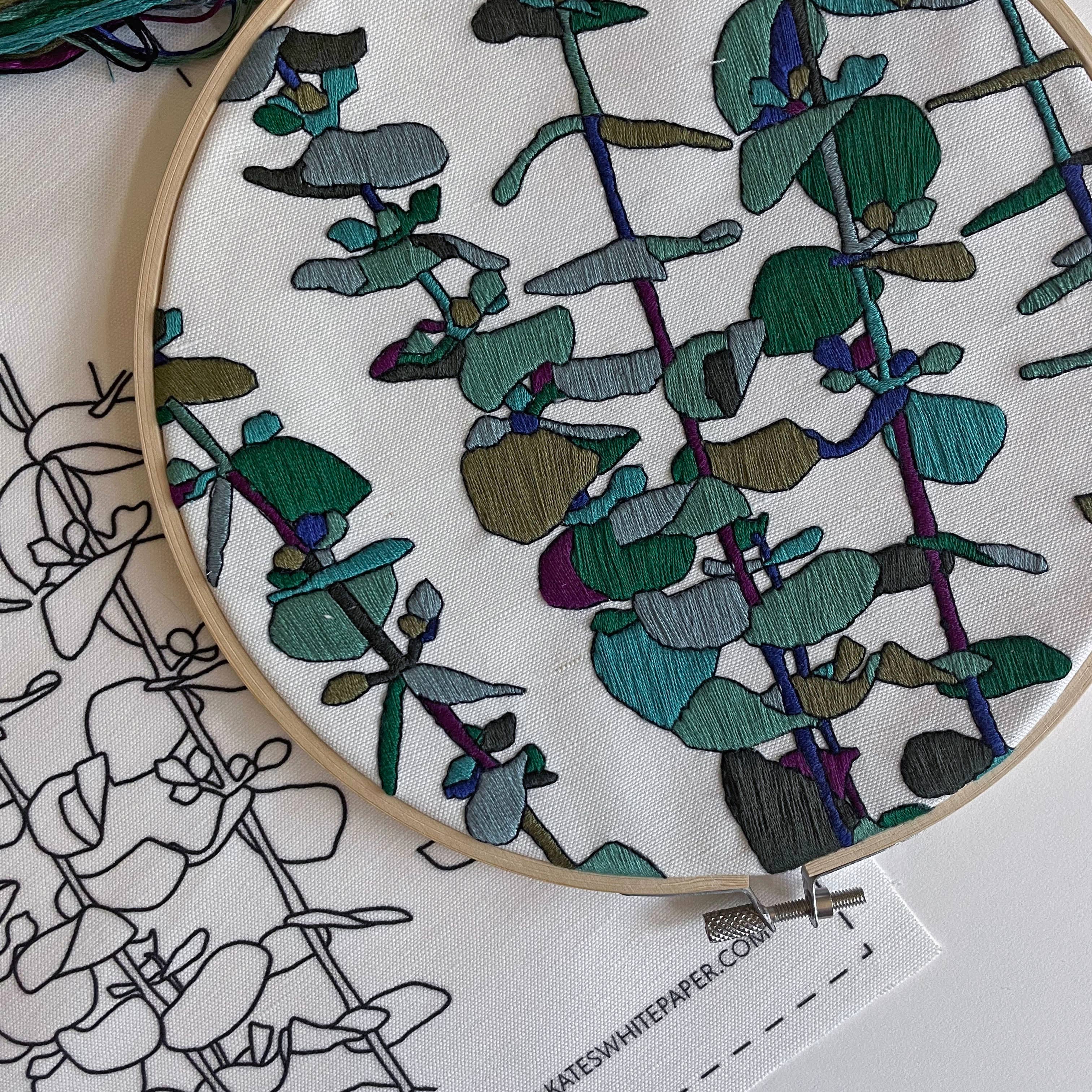 Kate Wyatt Fine Art – wholesale DIY craft kit – DIY Embroidery Kit - Eucalyptus (8")6