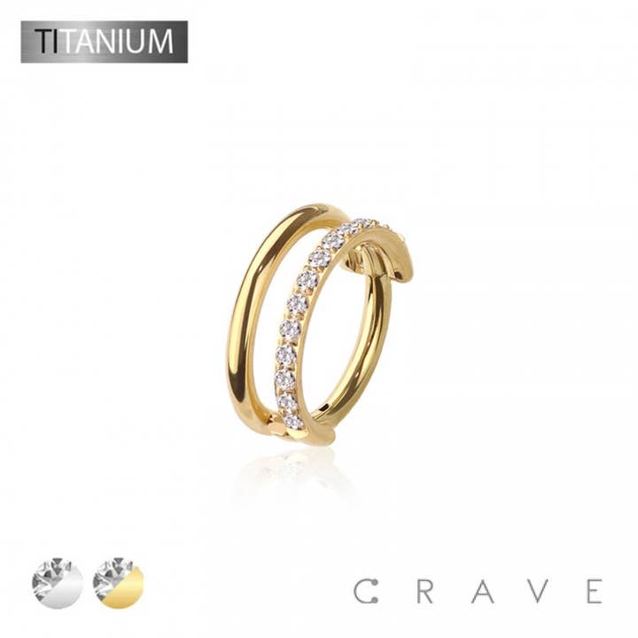 CRAVE - Vente Boucles d'oreille uniques - Anneau à segment clicker double ligne en titane solide de qualité implant CRAVE BODY JEWELRY3
