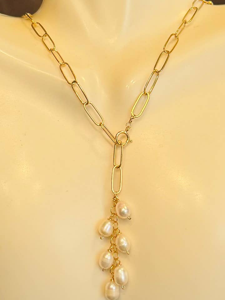 Pérolas em cadeia de clipe de papel por atacado de Judy Brandon Jewelry