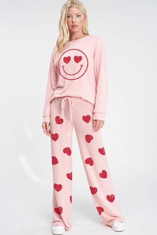 Lemon Tree - Wholesale Lounge Set - Women's - Heart smile  sleep lounge wear set5