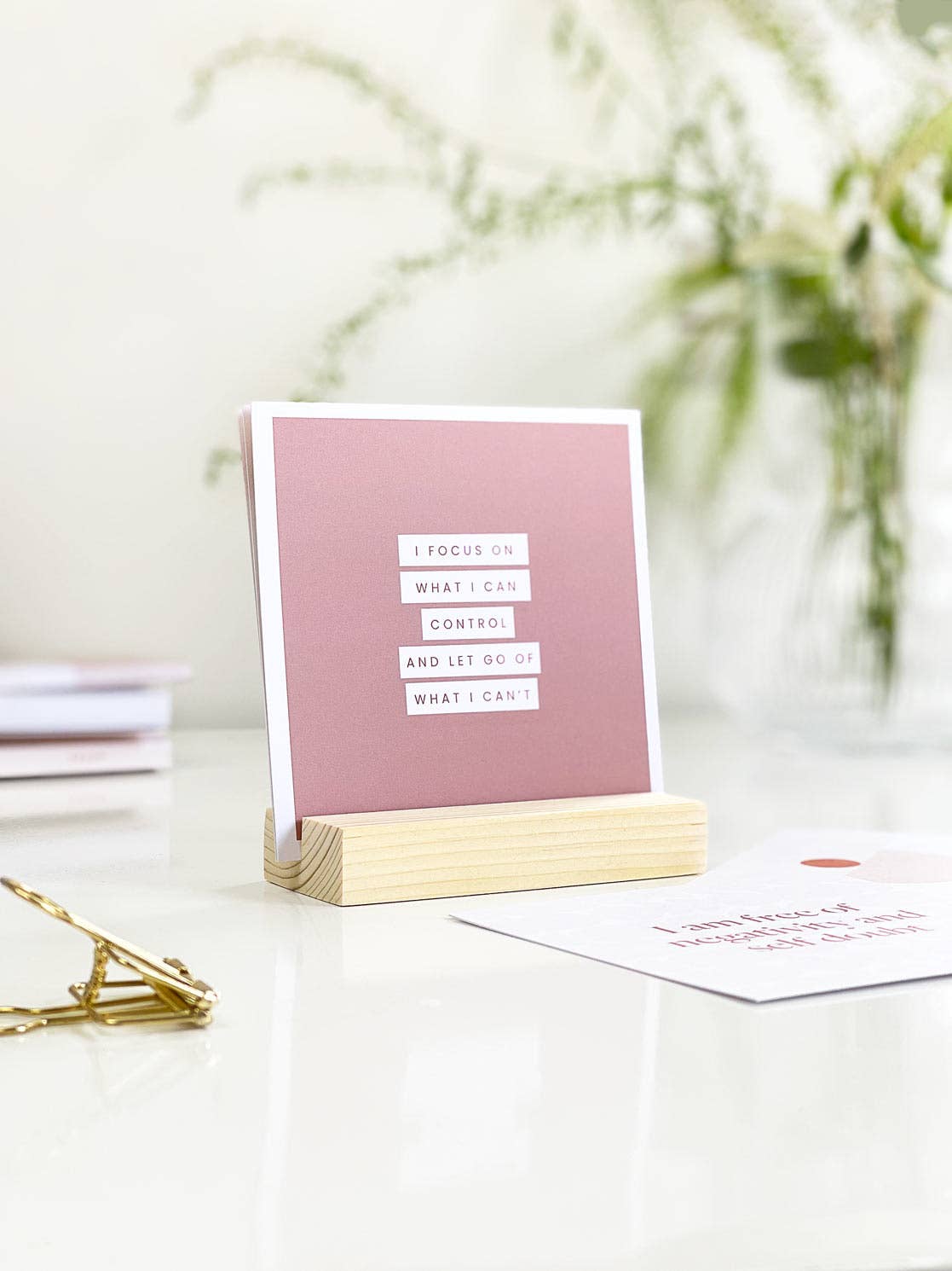 AIM Studio Co - Wholesale Stationery/Notecard Set - Positive Daily Affirmation Card Bundle with Wooden Holder6