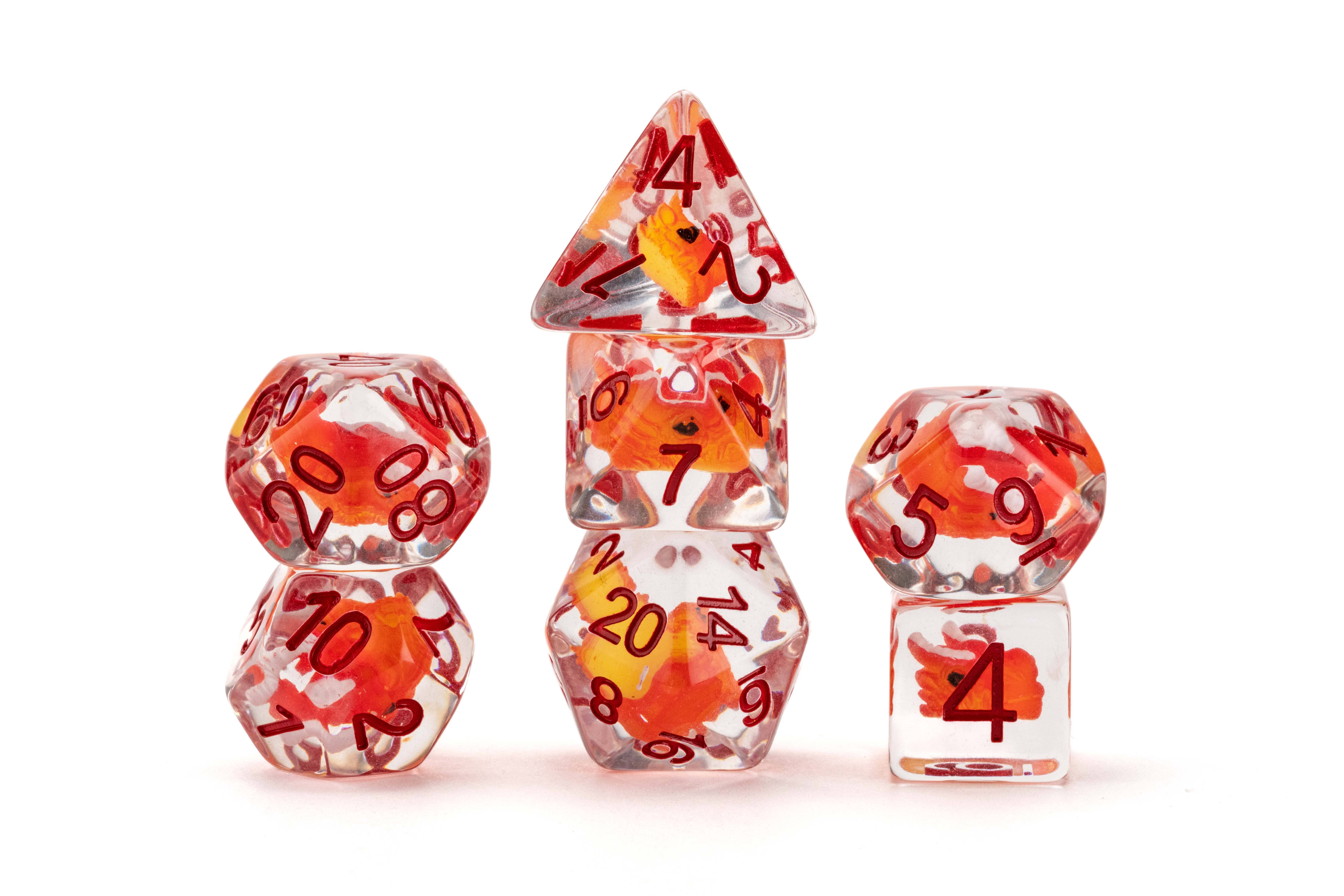 FanRoll by Metallic Dice Games - Wholesale Dice - Dragon Storm Inclusion Resin Dice Set: Red Dragon1