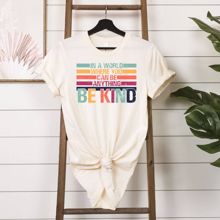 Be Kind Colorful Natural Tee for wholesale by Simply Tees