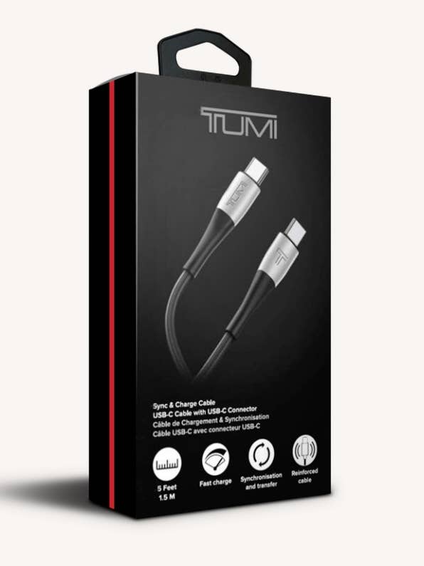TUMI Branded USB-C to USB-C 5ft Fast Charging Cable for wholesale by KickPOWER