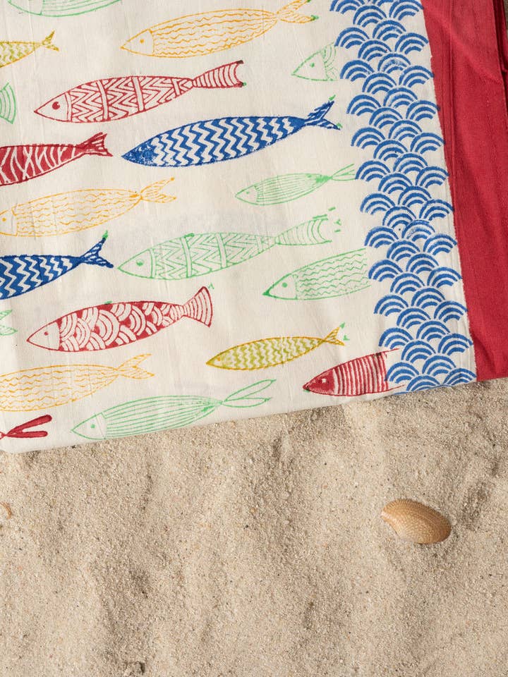 Telo mare e tovaglia da picnic con pesci colorati per la vendita all'ingrosso da parte di KORES ACCESSORIES