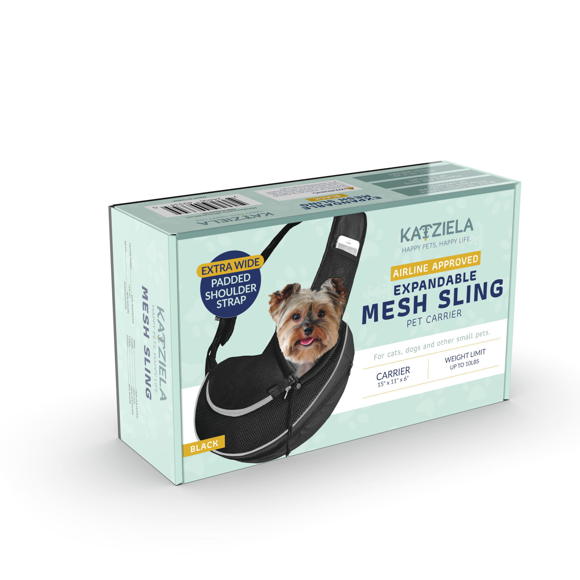 Katziela - Wholesale Pet Carrier - Cat/Dog - Pet Carrier Expandable Sling For Small Dogs And Cats Black1