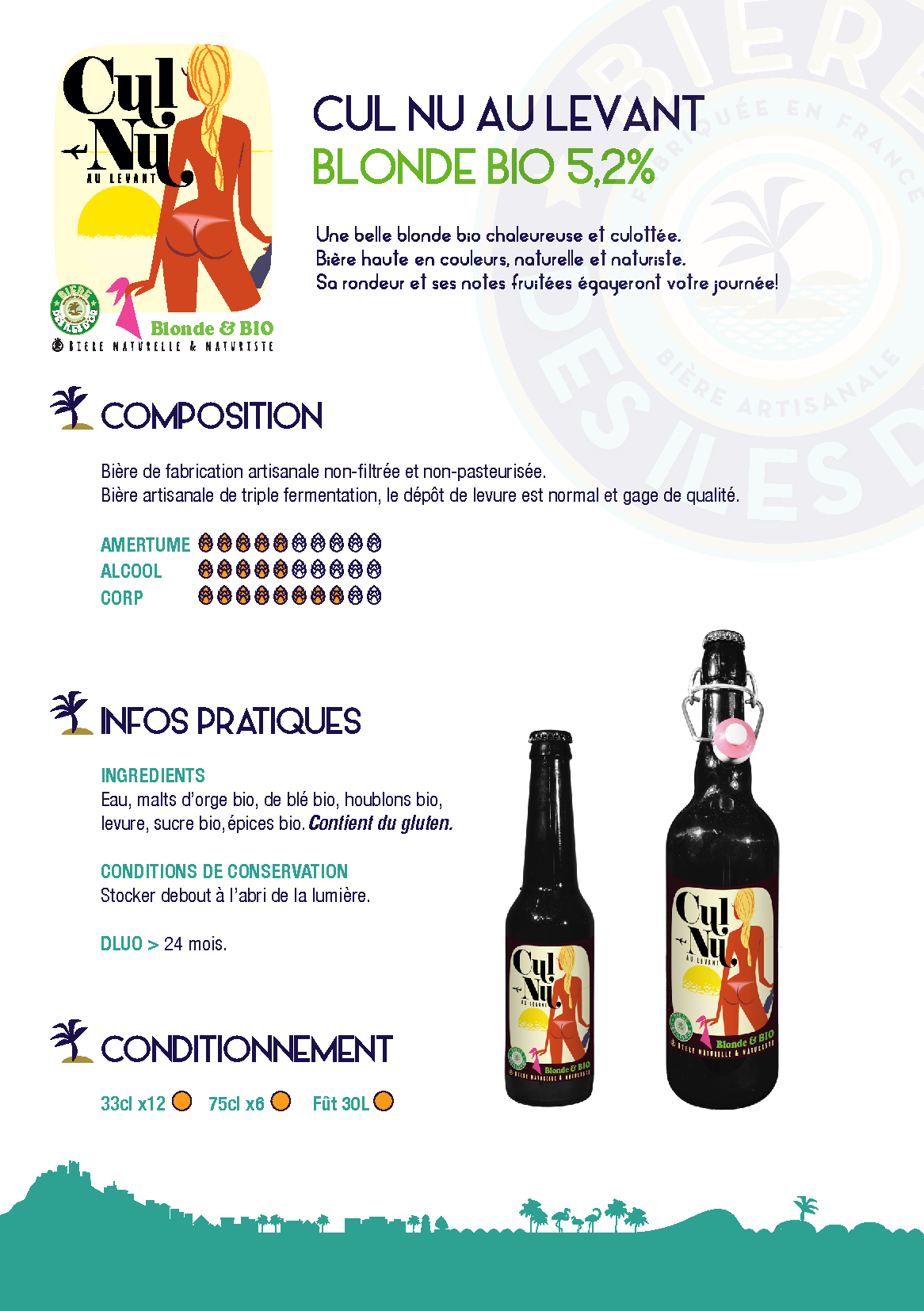 LA BIERE DES ILES D'OR - Wholesale Beer - Cul nu bio 75cl1