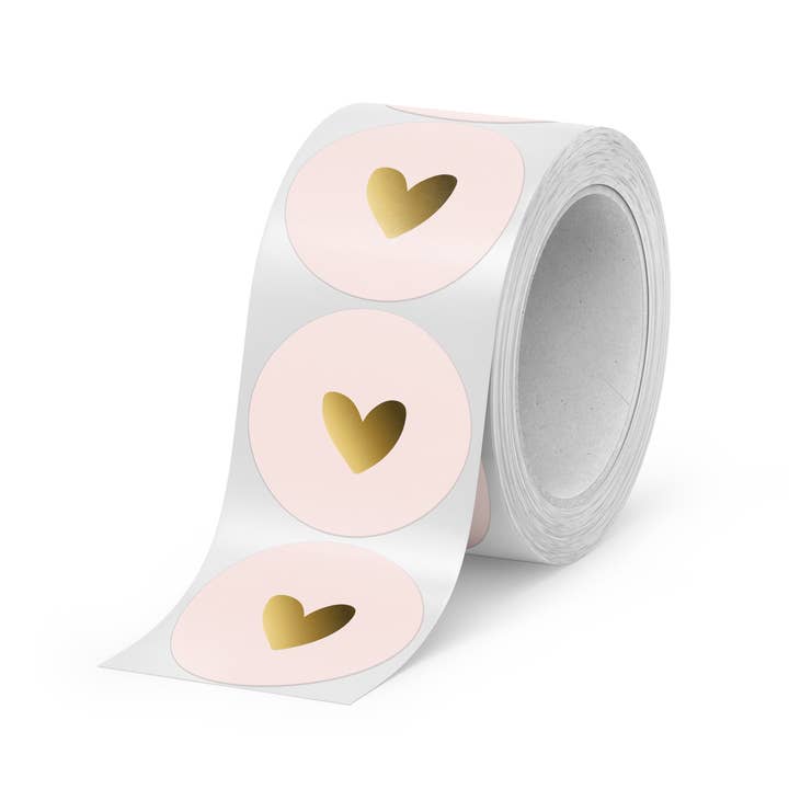 STATIONERY & GIFT - Wholesale Sticker - D O O S || Stickers | 500 stuks | Hartje Roze & Goud