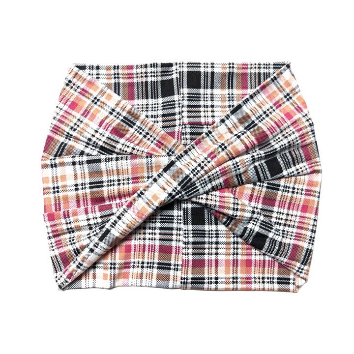 Plaid Rosa - Bandolete Larga | Turbante | Torção | Yoga por atacado de Crunchy Love Co.