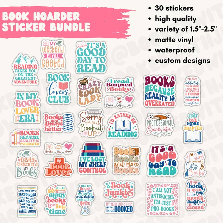 Booked with Jess - Wholesale Sticker - Bookish Sticker Pack3