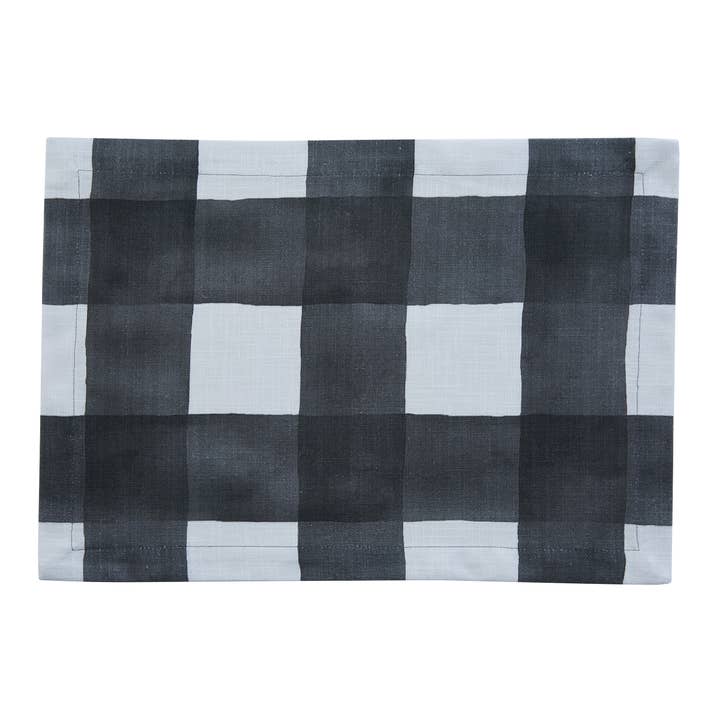 Buffalo Check Watercolor Placemat - Black for wholesale by Split P