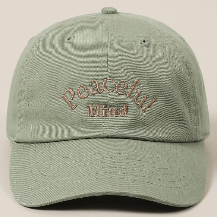 Fashion City - Wholesale Baseball Cap - Unisex - Peaceful Mind Lettering Embroidery Baseball Cap