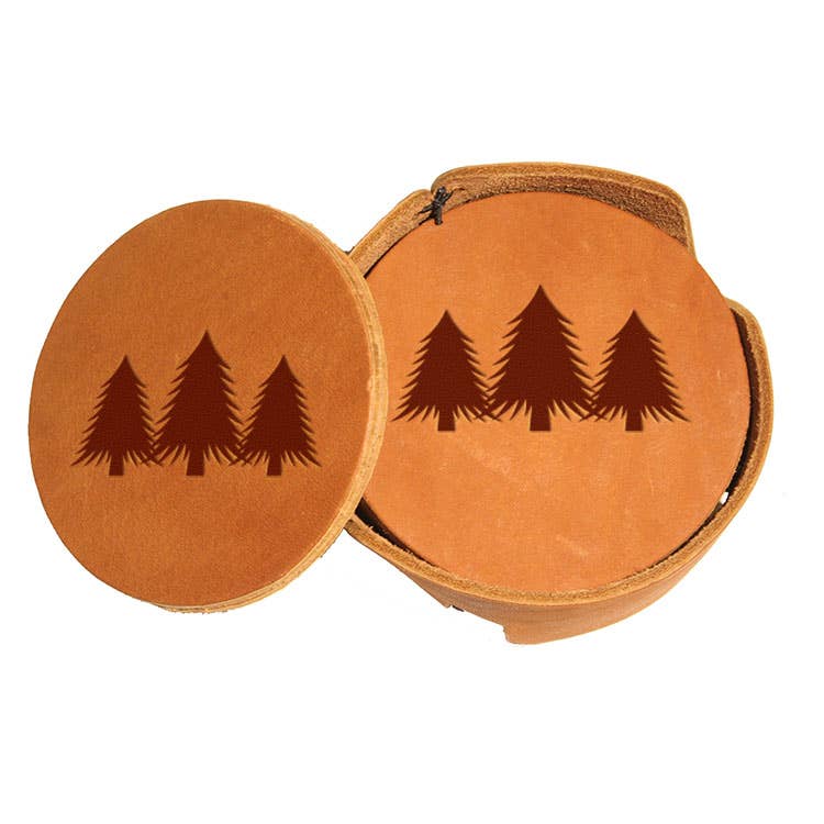 Oowee Products - Wholesale Coasters - Retail Ready Pick-A-Logo Leather Round Coasters Set10