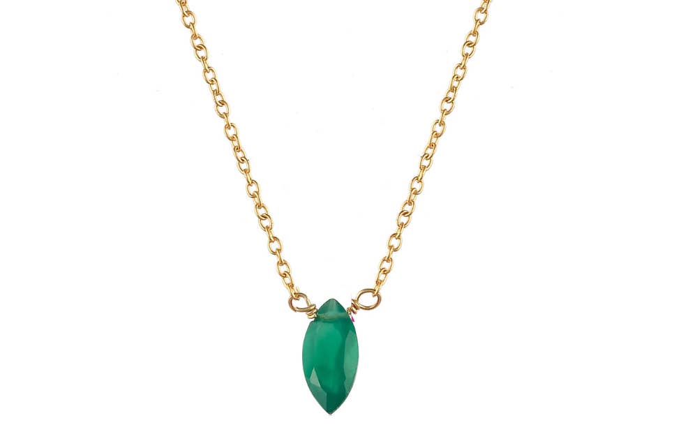 POMEGRANATE - Wholesale Pendant/Charm Necklace - Green Onyx Marquise Necklace