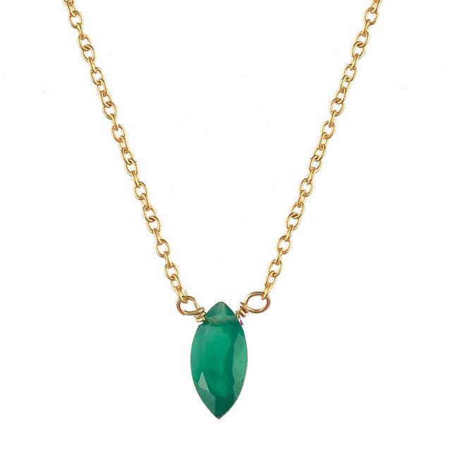 POMEGRANATE - Wholesale Pendant/Charm Necklace - Green Onyx Marquise Necklace0