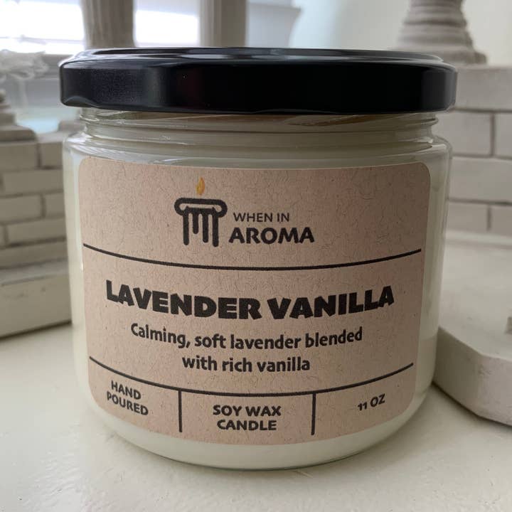 Lavender Vanilla Soy Candle for wholesale by When In Aroma Candle Company