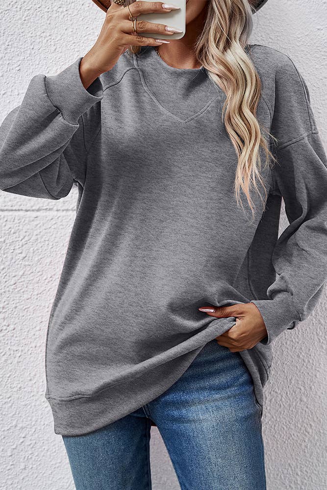 UNISHE – wholesale Sweatshirt – Women's – Plain Splicing Crew Neck Sweatshirt BBYS0333