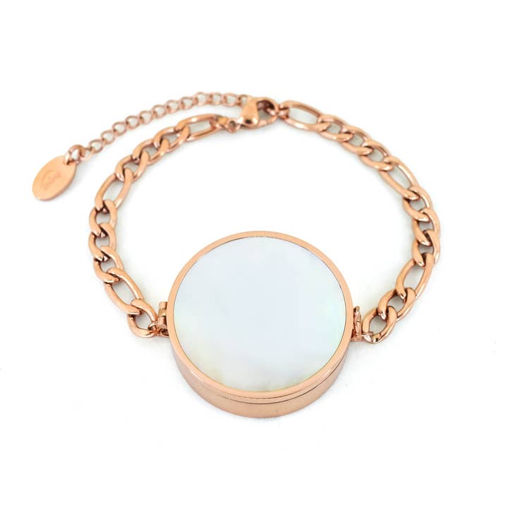 Mother of Pearl Lip Balm Bracelet in Rose Gold for wholesale by Get Balmy - USA