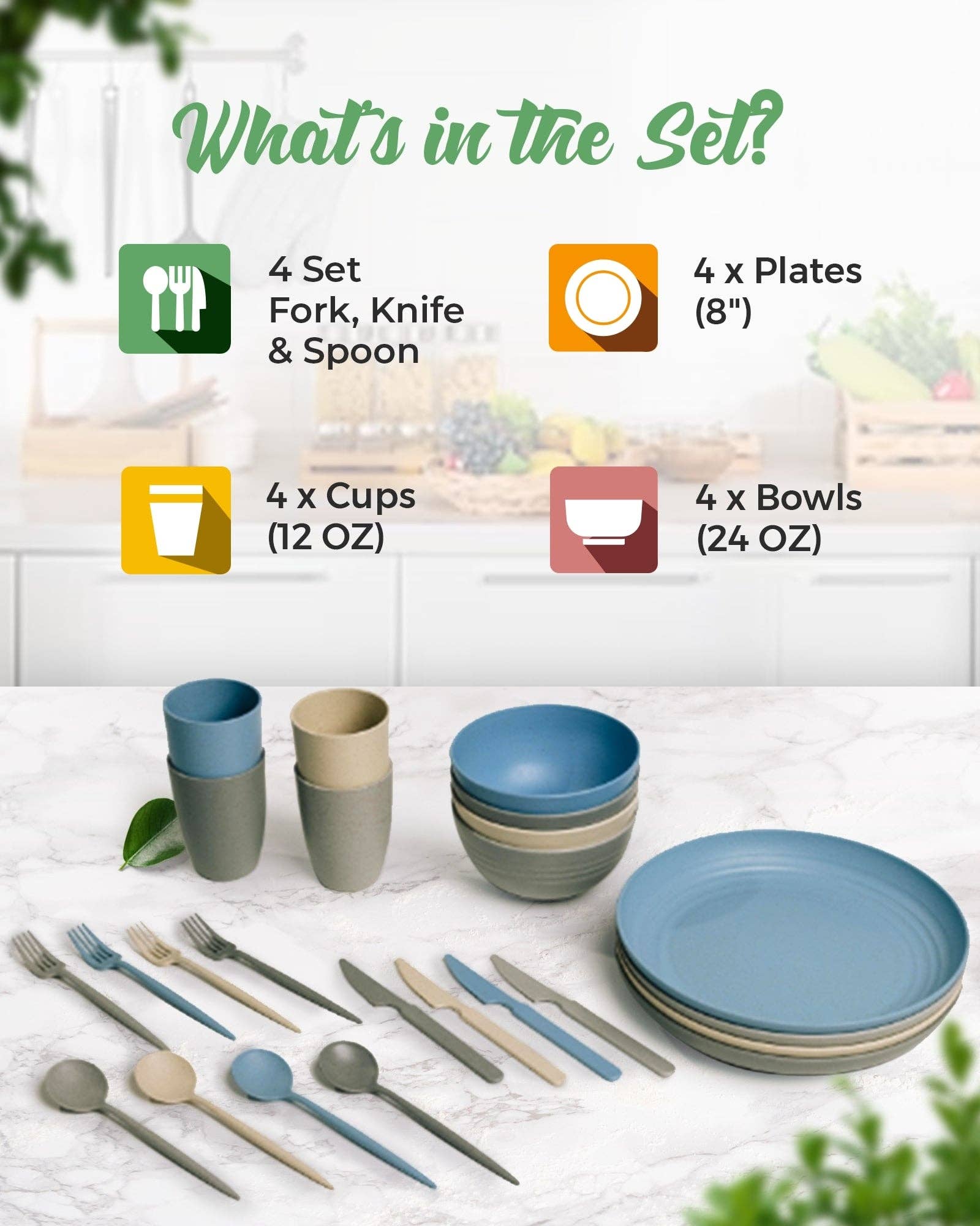 Greendish - Venta al por mayor Conjuntos de vajilla - Conjuntos de vajilla reutilizable ecológica de paja de trigo16