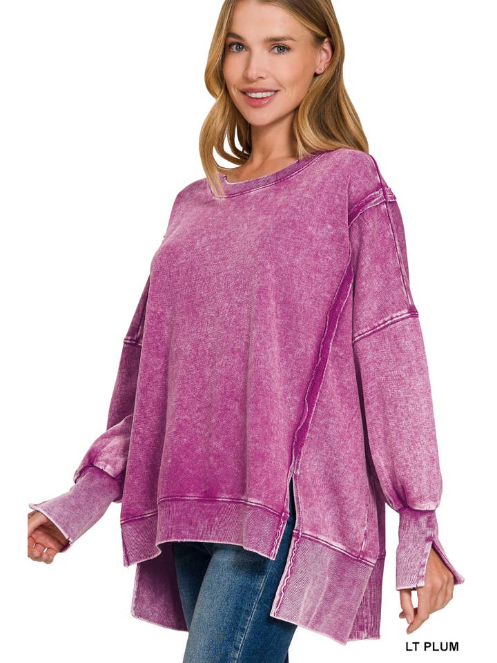 42POPS - Wholesale Sweatshirt - Women's - Split Cuff Washed Oversized Sweatshirt21