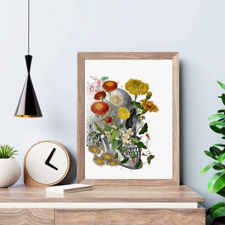 Flowers on Skull print for wholesale by PRRINT!